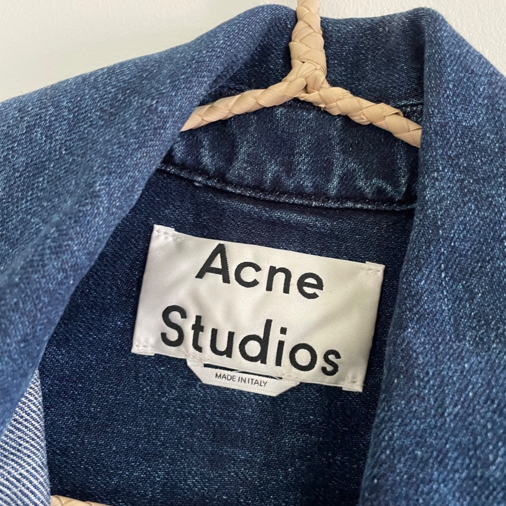 ACNE STUDIOS DENIM JACKET WITH RED LEATHER TRIM - Picture 4 of 5